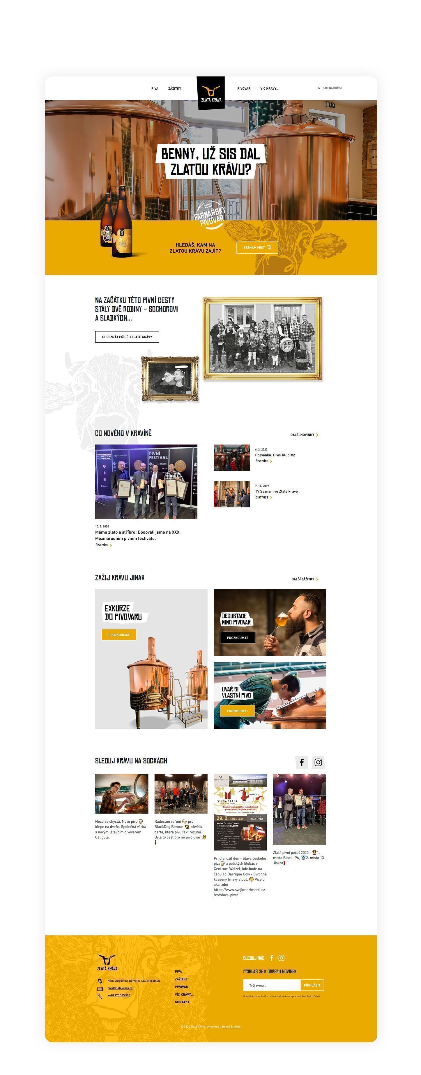 Grafika úvodní stránky - Zlatá Kráva Pivovar Zlatá Kráva web